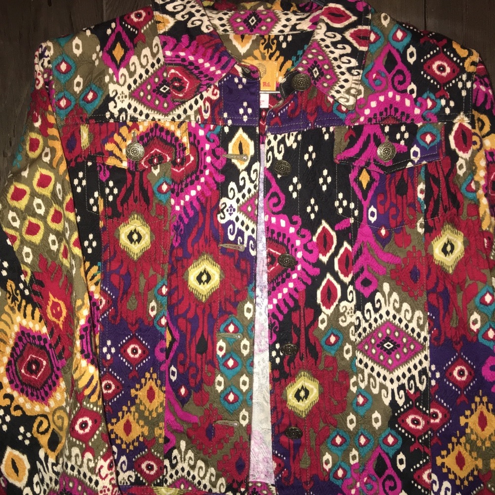 Ruby Rd. Multi Colored Cotton Jacket, size 12 - Picture 2 of 8